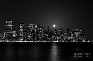 New York City-Skyline-Night-Black and White