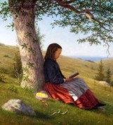 3 William Moore Davis (American artist, 1829–1920) Girl Reading by a Tree c 1875